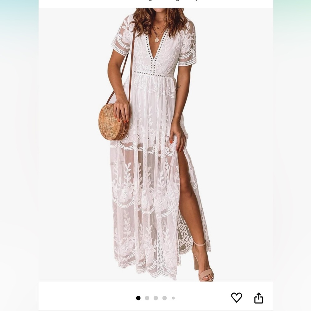 Beautiful white BOHO dress. Great for casual wedding, beach and vacation trips!